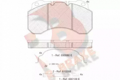 R BRAKE rb1245119 -  Комплект тормозных колодок, дисковый тормоз
